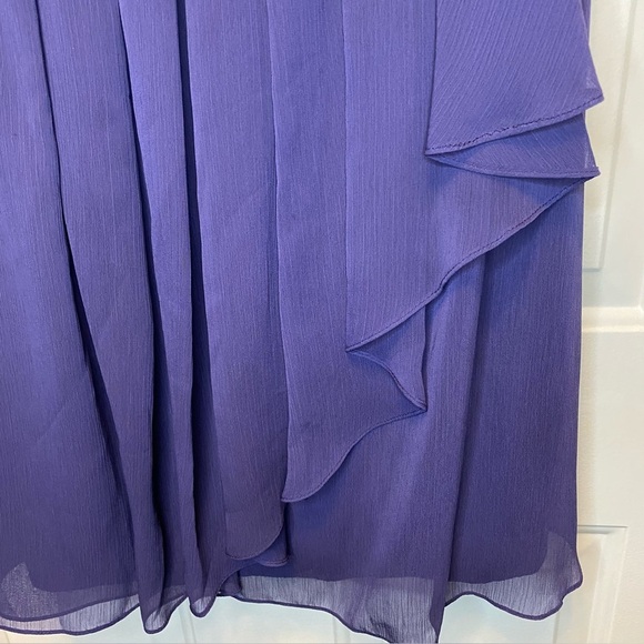 David's Bridal Strapless Short Dress Pleated Chiffon in Lapis Purple Sz 12 - Picture 3 of 16